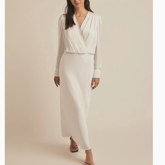 NWT Favorite Daughter The Nita Maxi Dress Gown Ivory Cream White Satin Cocktail - Picture 2 of 6